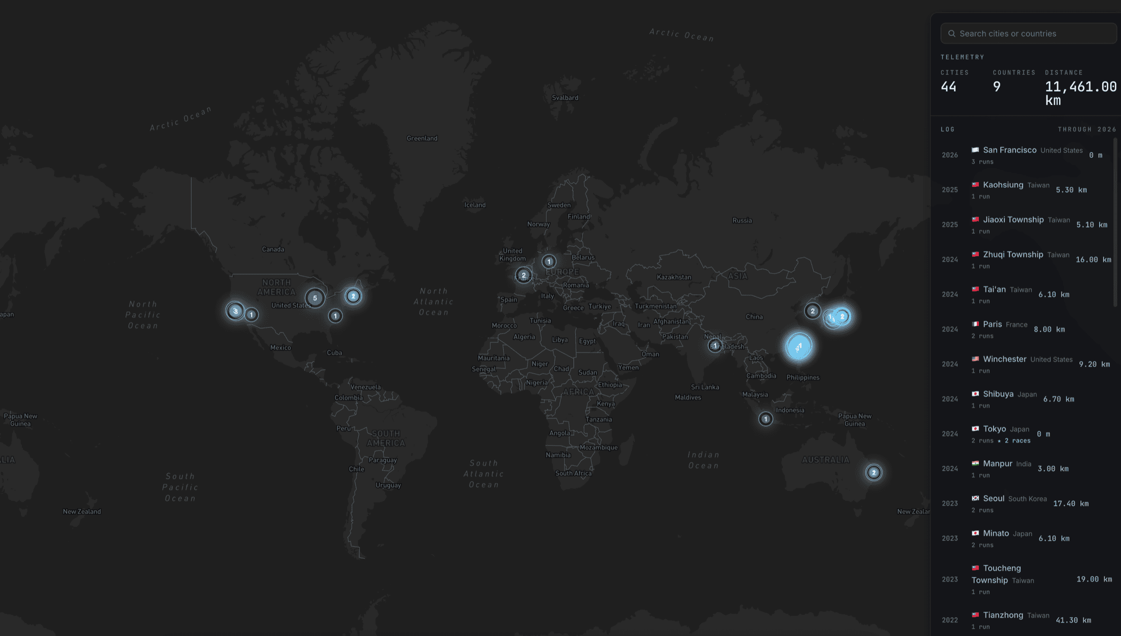 NexRex Runner's Atlas world map