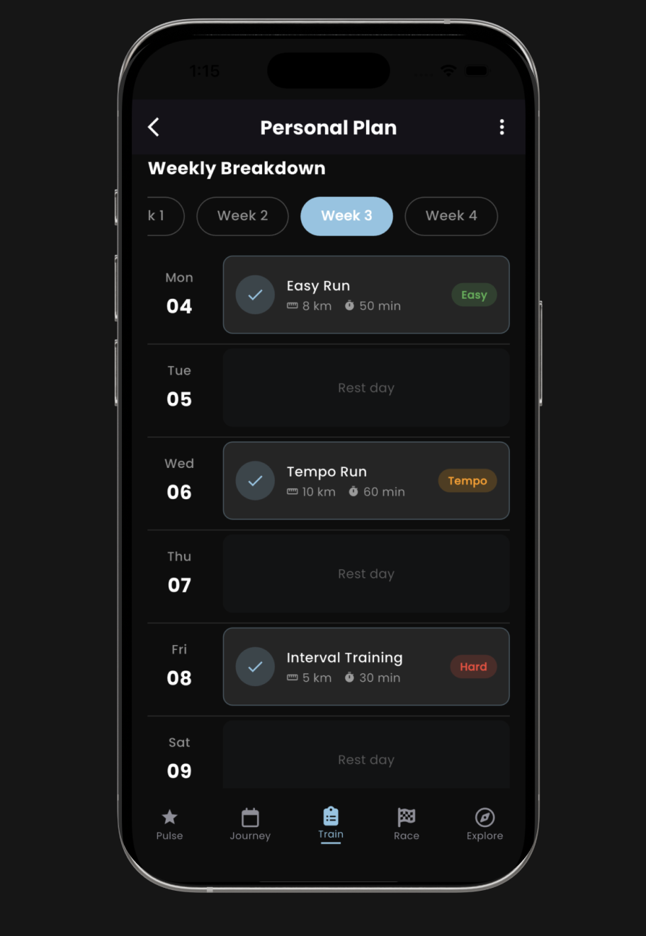 Adaptive Workout Planning Screenshot
